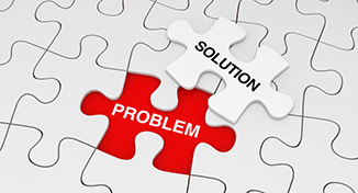 Image of A jigsaw with problem and solution pieces